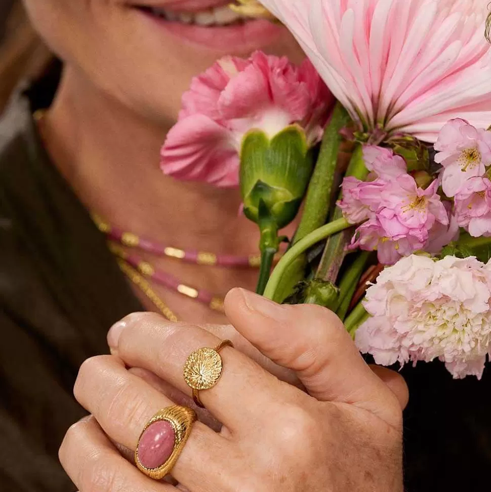 AGATHA Large Ring Petra-Rhodonite/Gold