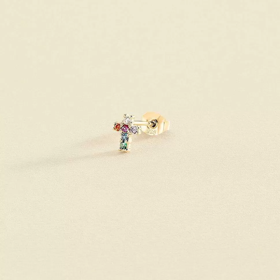 AGATHA Piercing Stud Cross-Multicolor/Gold