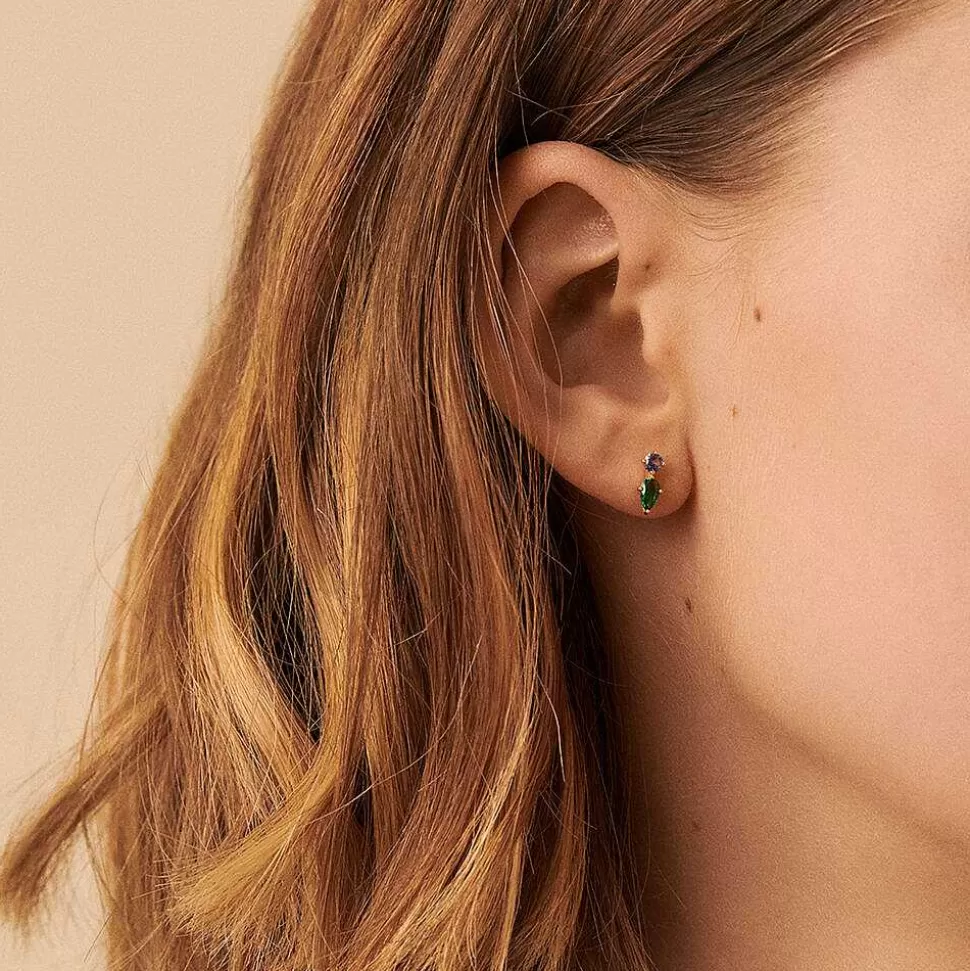 AGATHA Stud Earrings Astre-Green/Golden