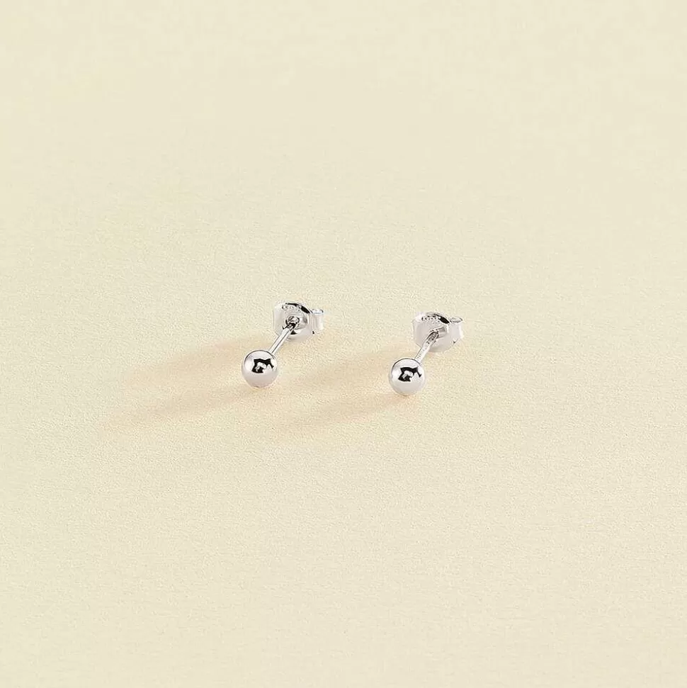 AGATHA Stud Earrings Boul-Silver