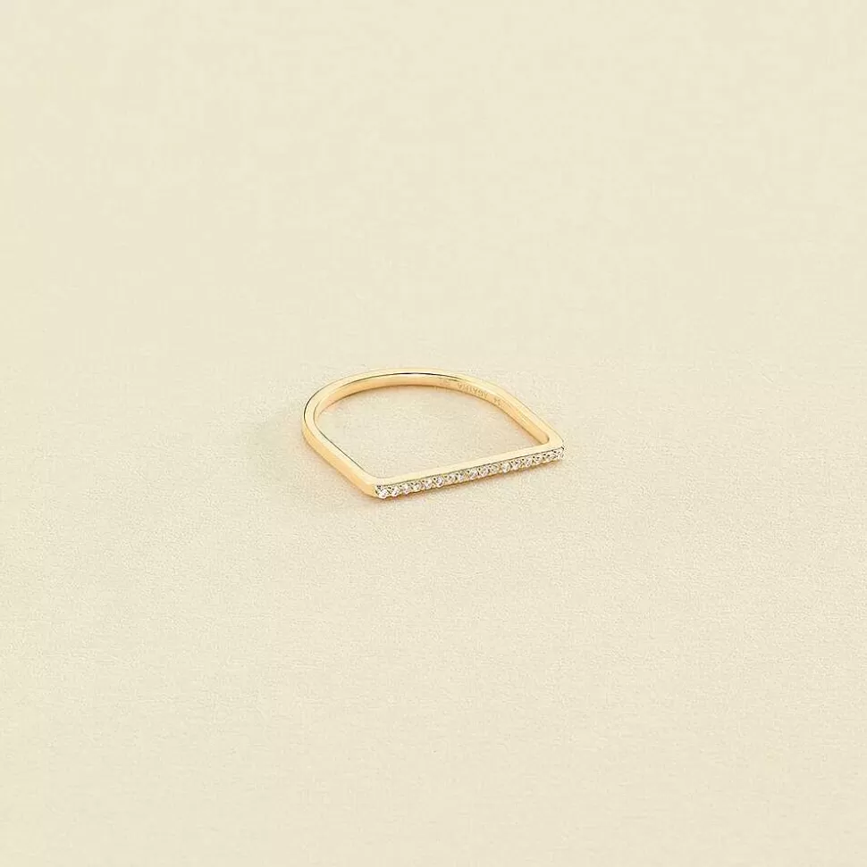 AGATHA Thin Ring Barshine-Crystal/Golden